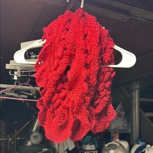Vibrant Red Knit Scarf